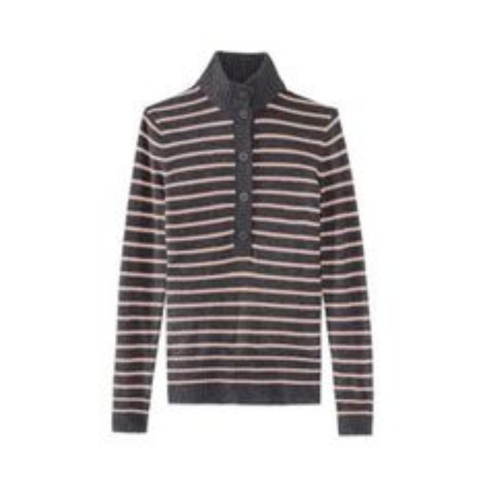 Tory Burch Giselle Sweater Charcoal Pink Stripe - Picture 3 of 7
